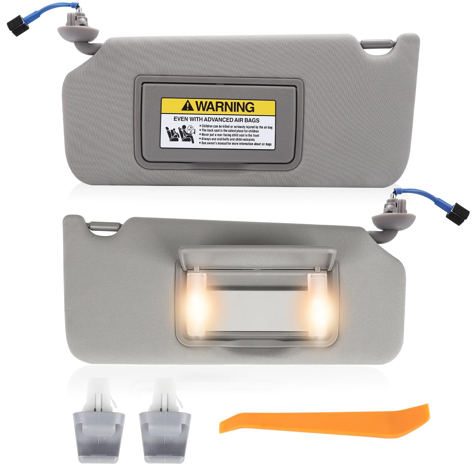 Photo 1 of Pair of Left and Right Sun Visor with Holders for Honda Accord 2008-2017 with Light Sunroof Interior Sunshade Replacement (Gray Color)