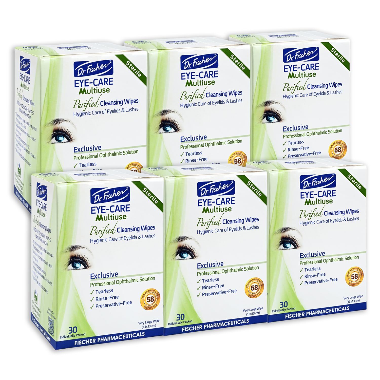 Dr. Fischer Sterile Eyelid Wipes - Hayfever Allergy Relief. Blepharitis Treatment, Dry Eyes and Red Eyes Wipes. Moisture-enriched to Effectively Clean and Moisturize