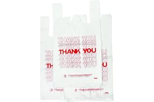 TashiBox 1000 Ct plastic bags/Shopping Bags/Thank You Bags/Reusable and Disposable Grocery Bags - Measures 11.5" X 6.25" X 21", 15mic, 0.6 Mil