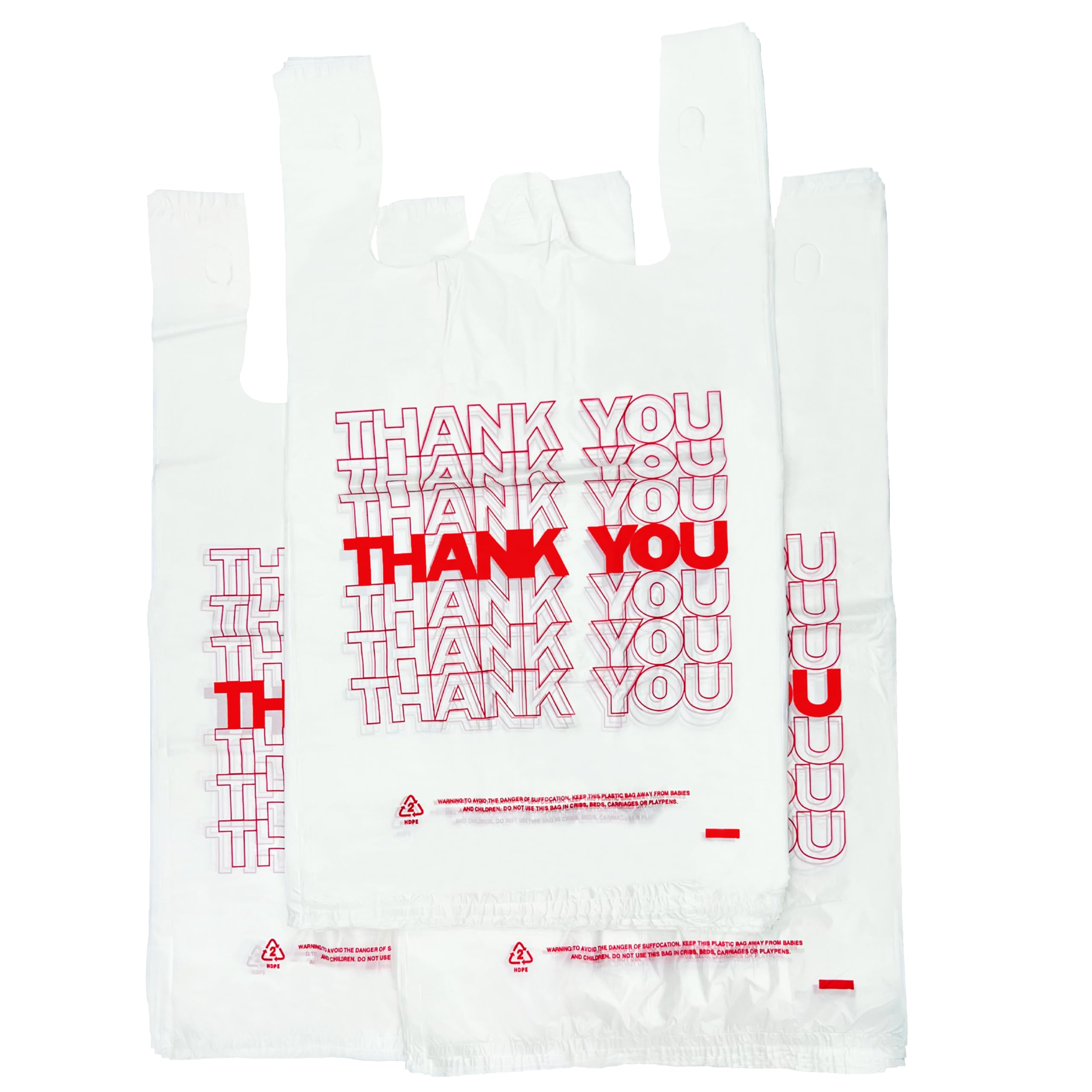 Photo 1 of TashiBox 1000 Ct plastic bags/Shopping Bags/Thank You Bags/Reusable and Disposable Grocery Bags - Measures 11.5" X 6.25" X 21", 15mic, 0.6 Mil