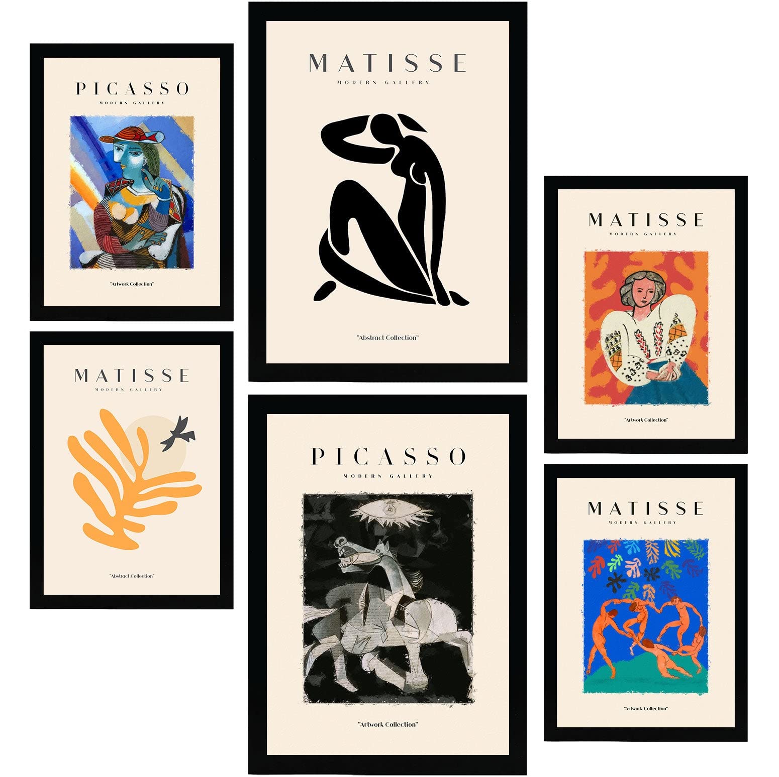 Nacnic Set of 6 Picasso and Matisse Posters. Abstract Paintings. Fauvism and Surrealism Art Gallery Aesthetic Prints for Interior Design and Decoration. Sizes A3 & A4. Unframed.
