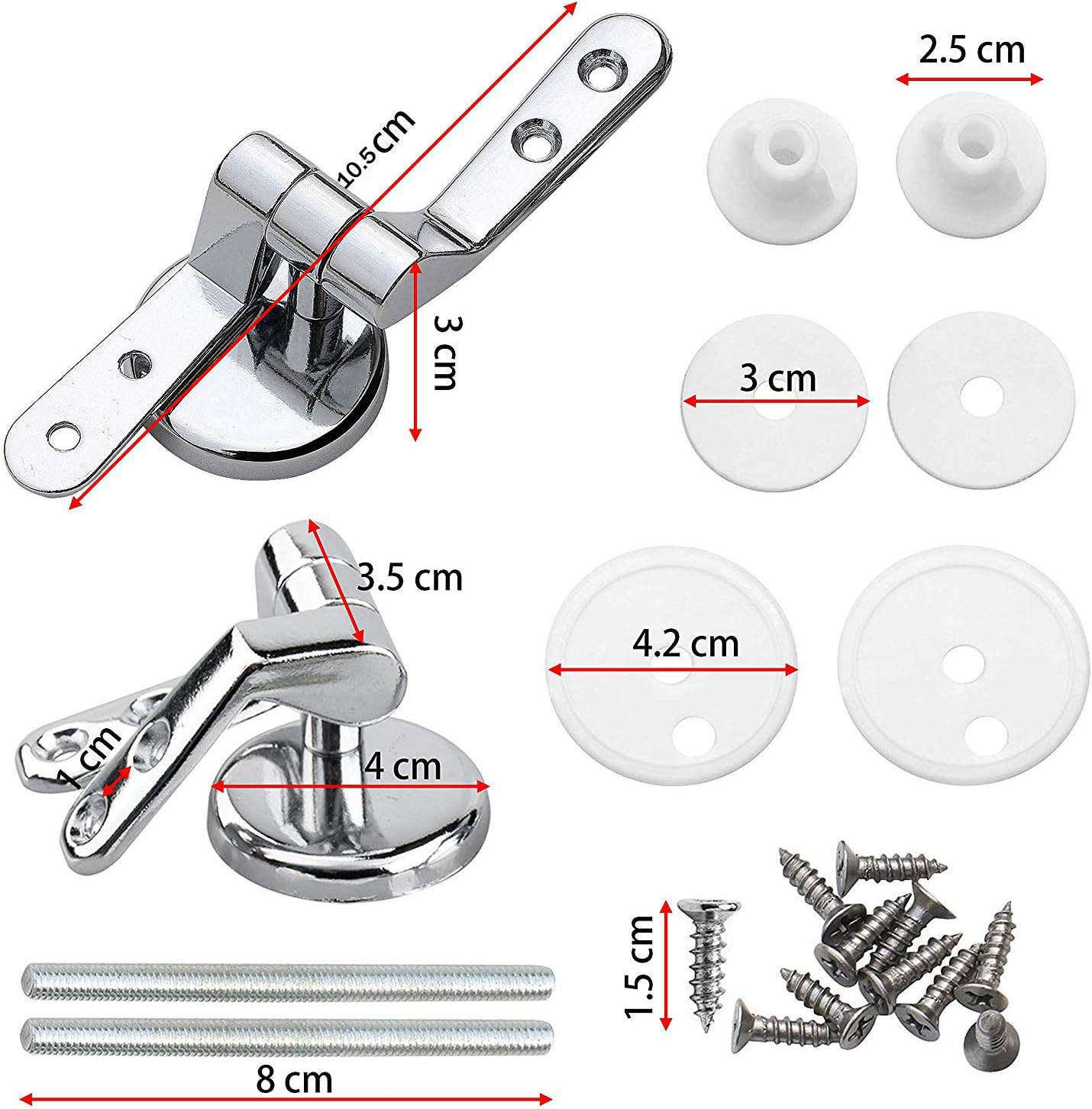 ZFYQ Replacement Toilet Seat Fittings, Zinc Alloy Toilet Seat Hinges Replacement for Wood Resin, MDF, Including Fittings - Image 3