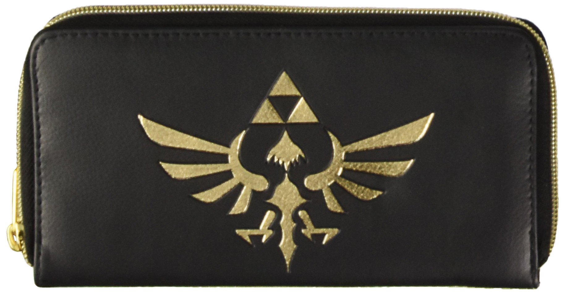 Nintendo Legend Of Zelda All-Around Zip Purse Wallet With Link Logo Gold/Bl