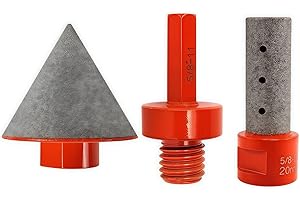 QZQUFJ 3 PCS Kit Professional Diamond Chamfering Set, Tile Cone Grinder Bit with 5/8"-11 Drill Adapter, Countersink Drill Bits Set, Tile Drill Bits, Diamond Core Hole Saw Drill Kit for Glass Ceramic