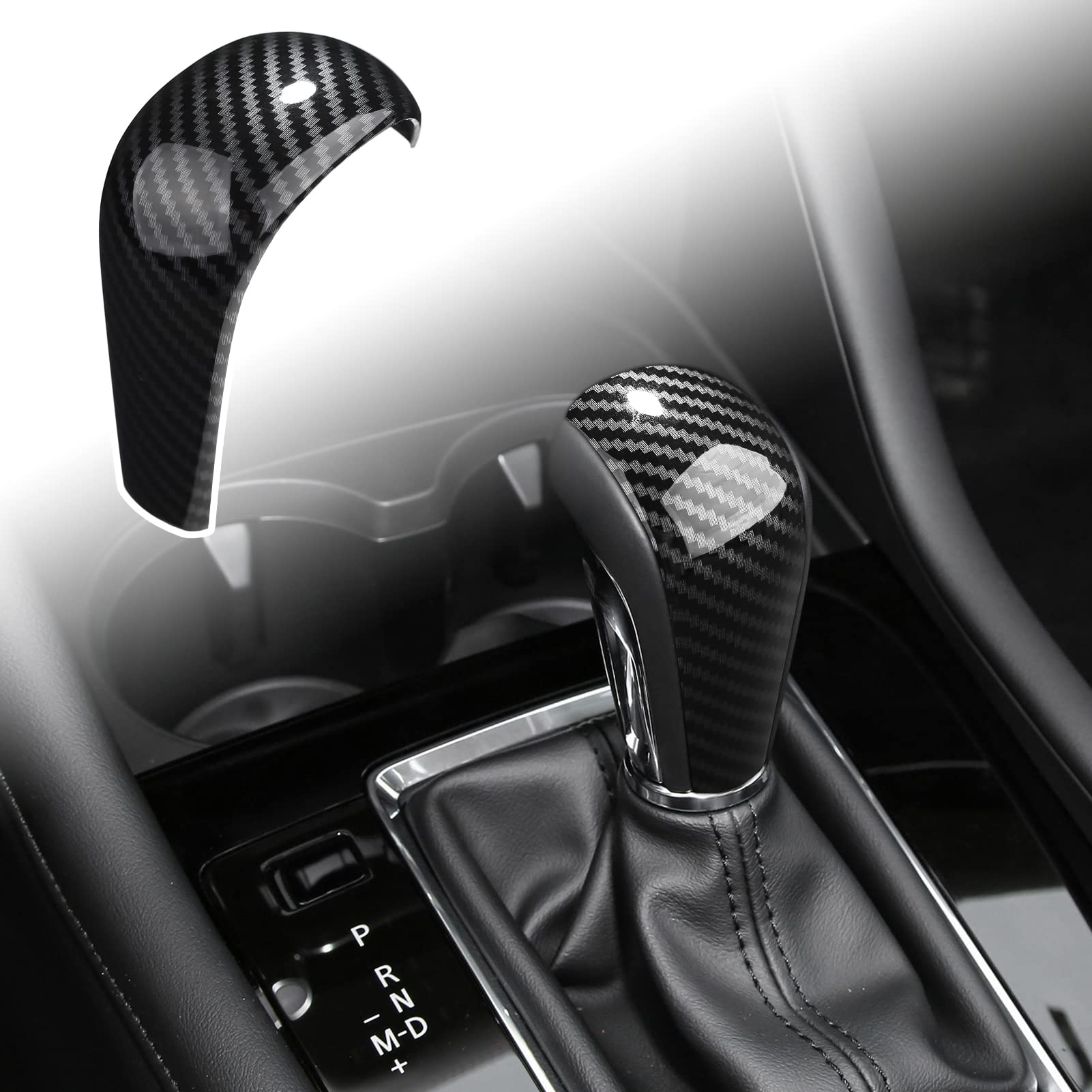Compatible with Mazda 3 CX-30 CX-50 Accessories Sporty Car Gears Gear Panel Gear Shift Knob Cover Trim Cap Interior Decoration Sticker -Carbon Fiber Style