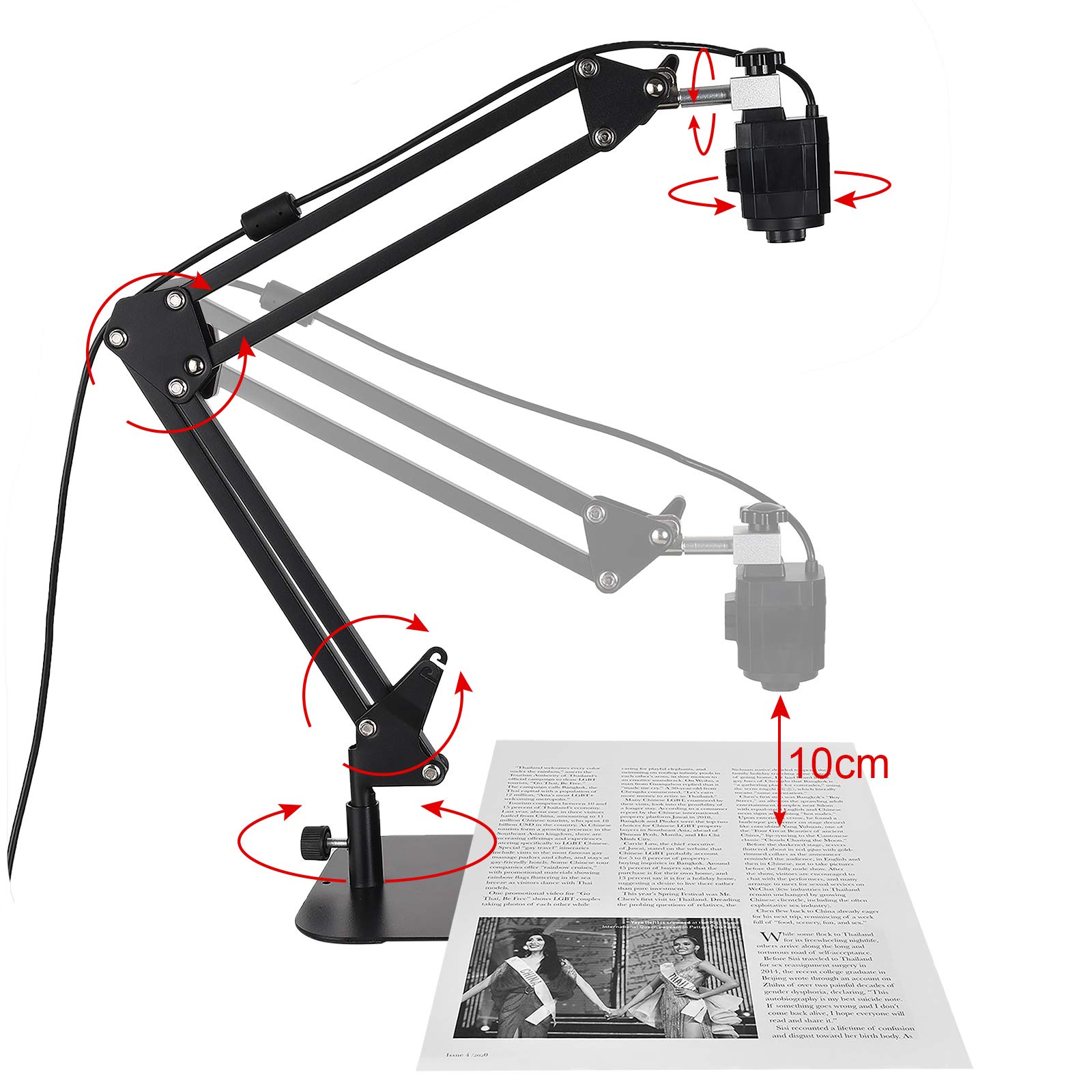 Document Camera for Teaching, USB Webcam for Distance Learning, Video Conferencing, Stop Motion, Time Lapse, Classroom Real-time,Overhead Video Recording, High Definition 1080P 1