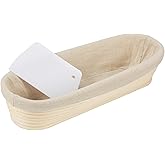 ANPHSIN 13" Banneton Bread Proofing Basket - Sourdough Basket Loaf Brotform, Oval Dough Rising Bowl with Liner for Homemade Bread Making Baking Supplies Gifts