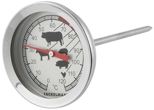 title=Fackelmann Termometro per Carne, Acciaio Inox, Argento, 11 x 5 cm