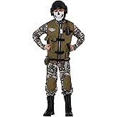 Kids Camo Trooper Costume | Army Solider Camouflage Dress Up Halloween Outfit with Tactical Vest and Accessories