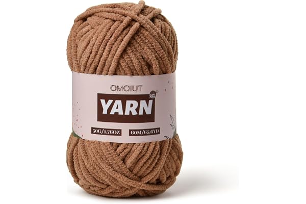 Plush Chenille Chunky Crochet Yarn - Baby Yarn for Crocheting Soft - Velvet Yarns Knitting for Blankets Crafts - Fluffy Amigurumi Yarns 50g / 65.6yd (Light Coffee)