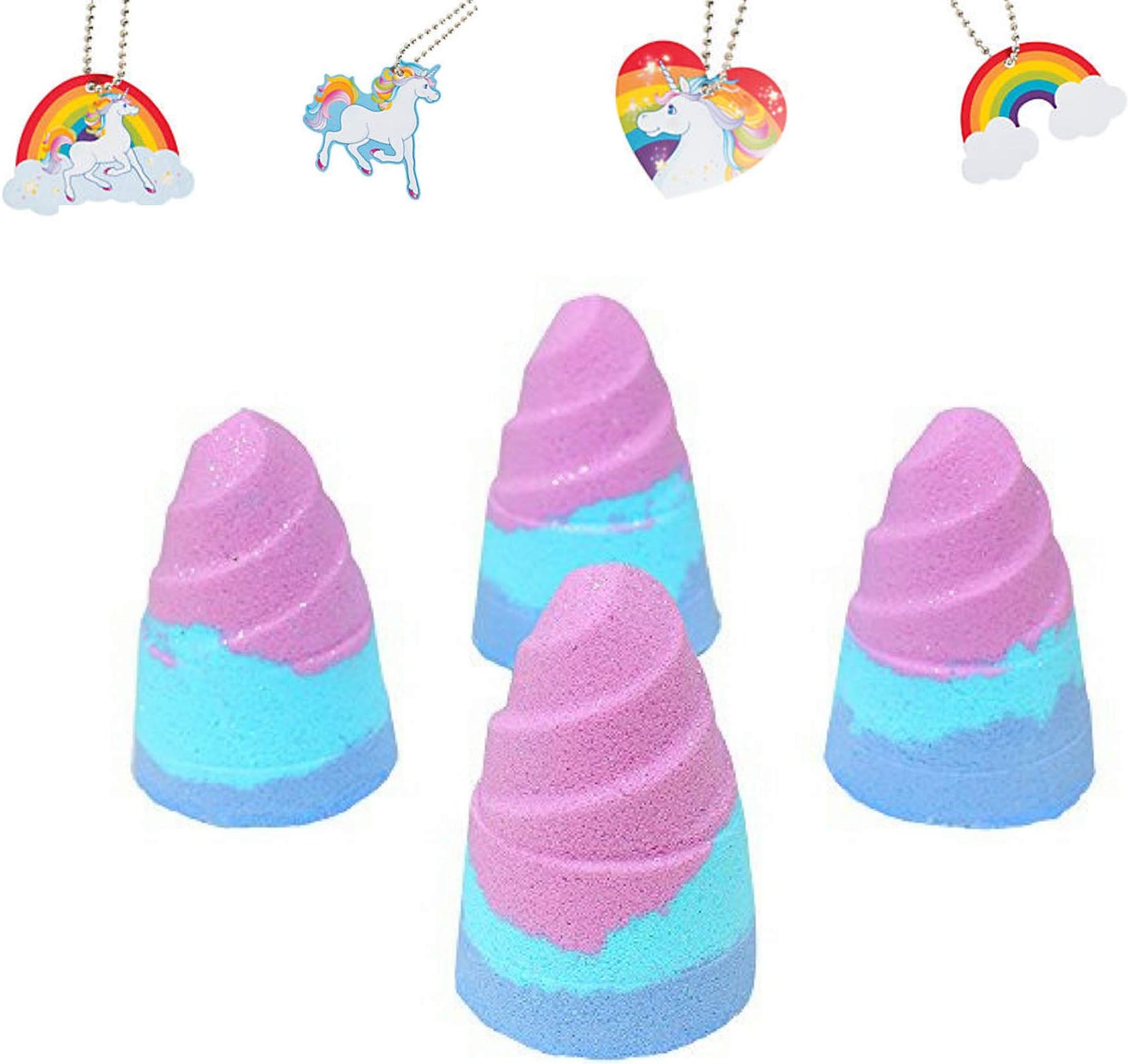 Unicorn Bath Bombs Horn Gift Sets - 4 Large Fizzies, 4oz. Perfect Unicorn Gifts For Women, Girls, Teens. Great Birthday Party supplies As Christmas, Xmas Stocking Stuffer. Scented In Rainbow Sherbet.