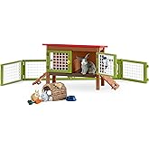 Schleich Farm World - 9PC Rabbit Hutch Playset with Cute Bunny Figurines and Accessories - Realistic Farm Animal Play Set Fig