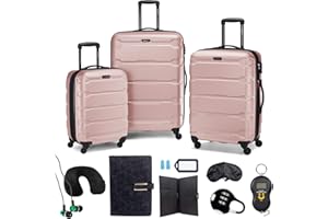 Samsonite Omni Hardside Nested Luggage Spinner Set, Pink w/ 10pc Accessory Kit