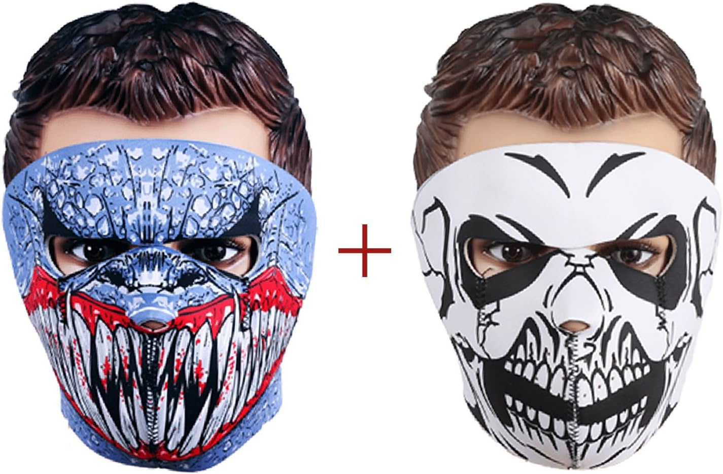 Aulexy 2 Pcs Skull Face Masks for Motorcycle Bicycle Bike, Windproof Dust-Proof Face Mask for Cycling, Motorcycling