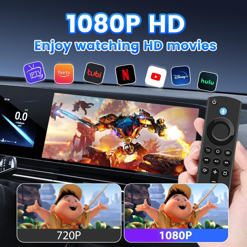 Carlinkit CarPlay HDMI Adapter Designed for TV-Stic ks?Fit for Wired CarPlay Car?Supports TV-Stic ks?Watch Netflix YouTube TikTok etc.Videos on CarPlay?Up to 1080p Support?FireDrive Car Adapter