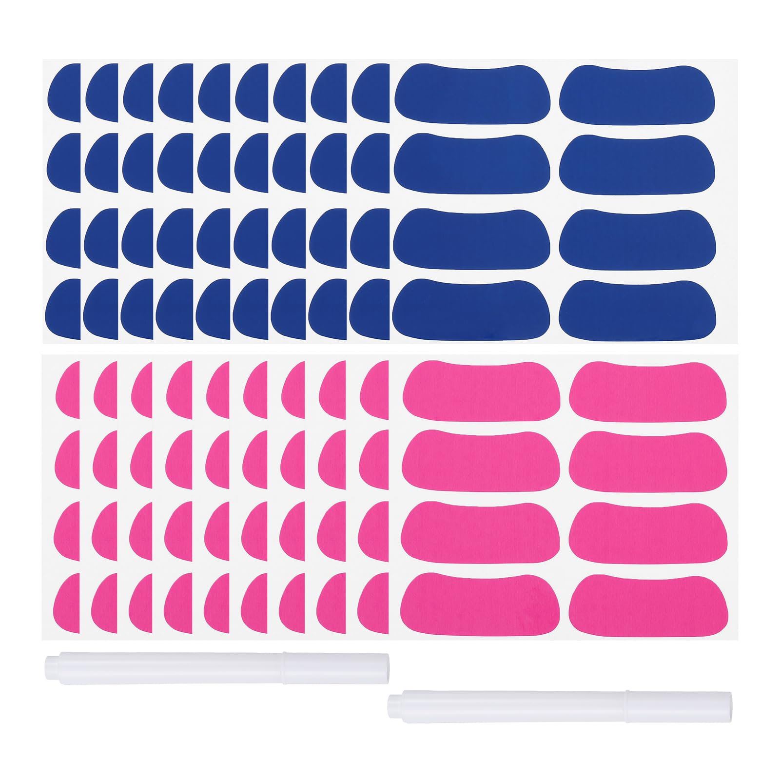 PATIKIL 80 Pairs Sports Eye Black Stickers, Under Eye Black Strips Football Face Stickers Breathable Eyeblack Sticker with 2 Pcs White Pencil for Baseball Fans on Game Day, Blue, Pink