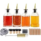 Shining Craft Syrup Dispenser Bottles Set, 4 Pack 7 OZ Bottles With Metal Pour Spout and Labels for Syrups, SC055 (4 Pack)