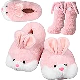 Shihanee Cute Animal Slippers for Women with Socks Winter Christmas Gifts Novelty Soft Plush Warm Comfy Indoor House Shoes