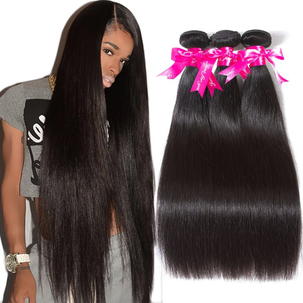 Subella Brazilian Straight Hair 3 Bundles 22 24 26inch Grade 9A Virgin Straight Human Hair Bundles Natural Black Color Hair Weave
