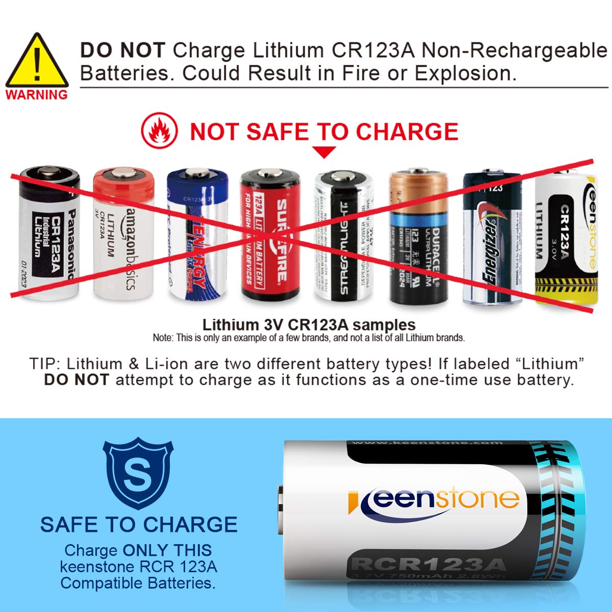 RCR123A Rechargeable Camera Batteries, Keenstone 4Pcs 750mAh Rechargeable CR123A Li-ion Batteries with Camera Skin and Battery Case for Arlo VMS3030/3230/3330/3430 Cameras