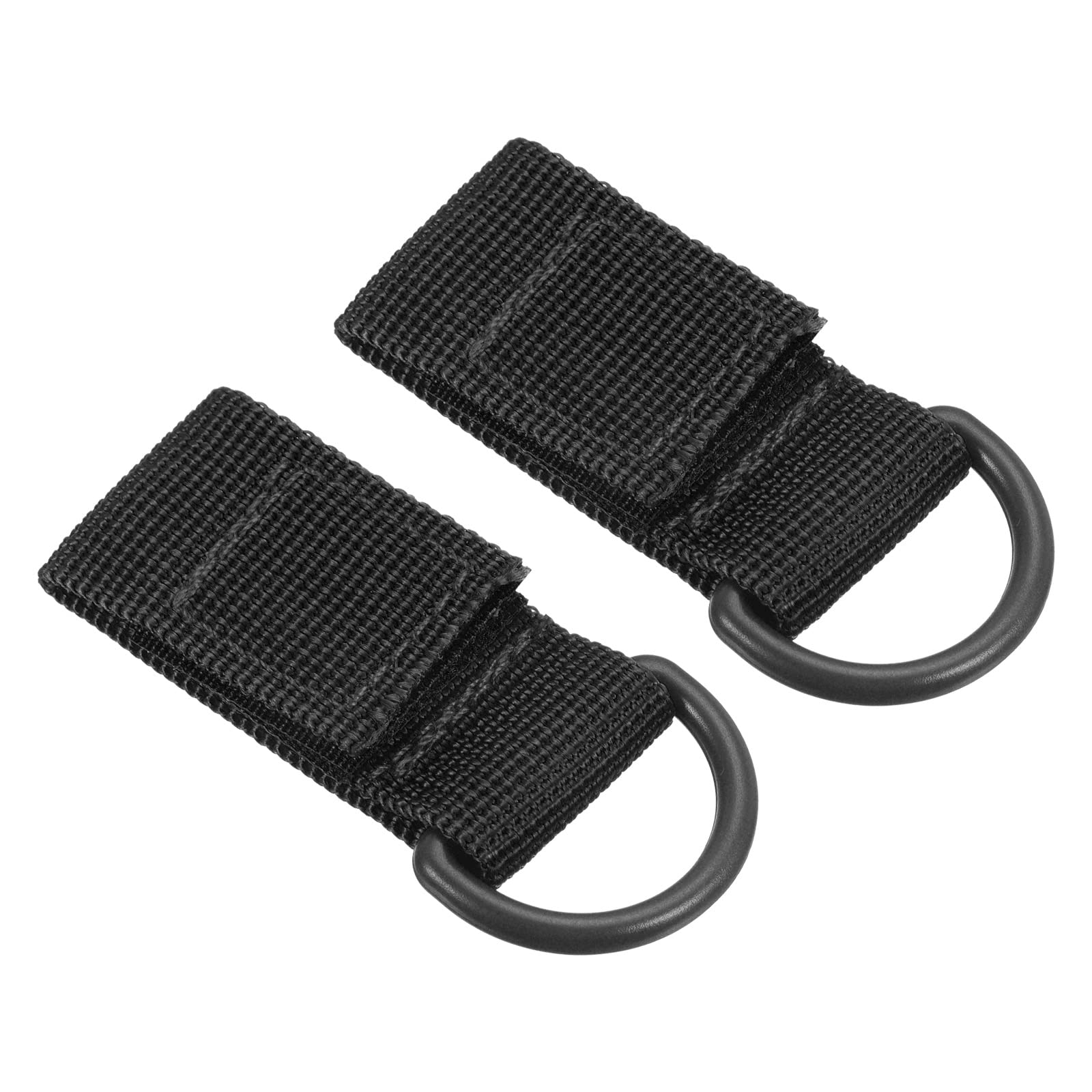 PATIKIL Belt Keeper Key Chain, 2Pcs D Type Nylon Webbing Strap Hanging Gear Buckle Key Chain Hook with Snap for Outdoor Camping,Black