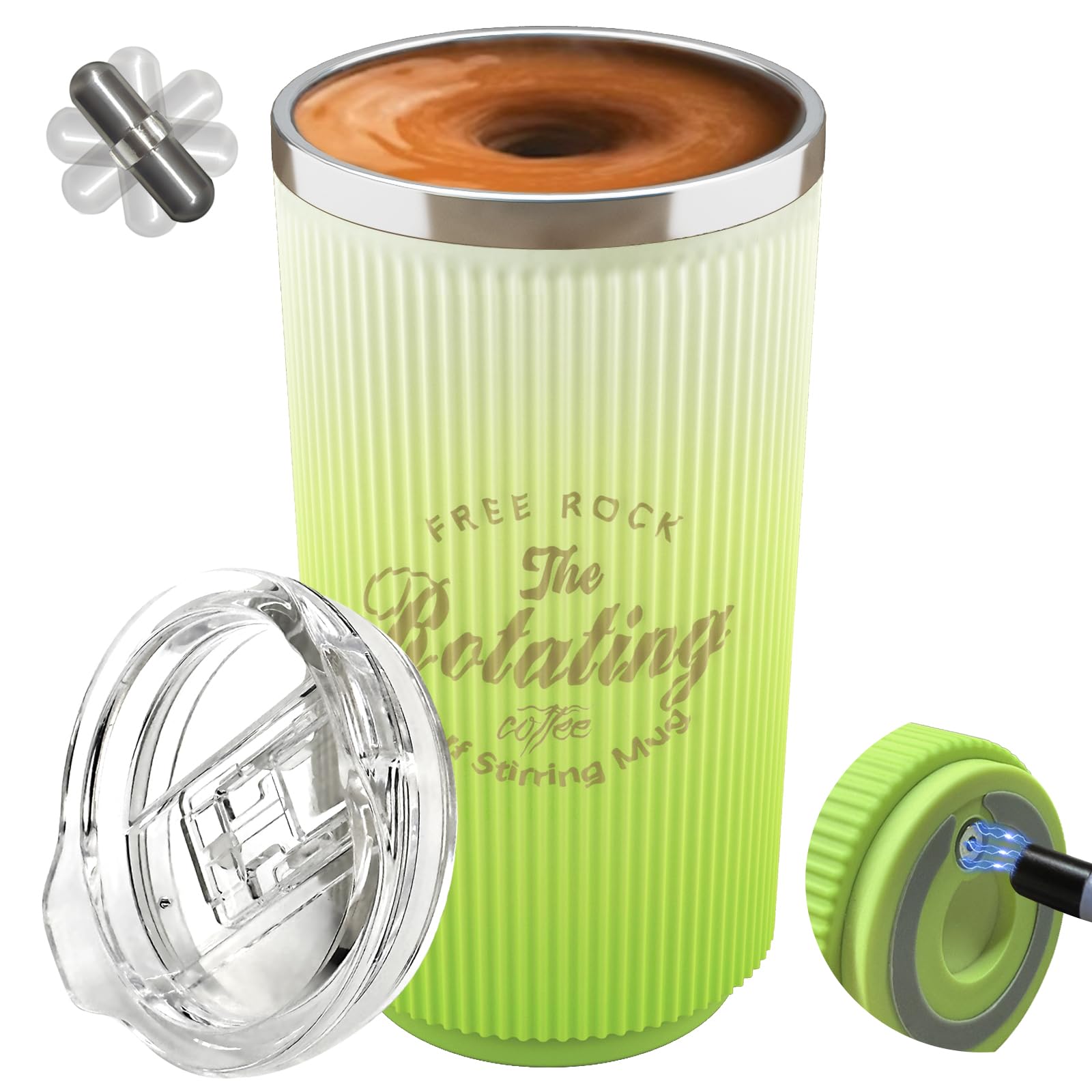 Photo 1 of (missing power cord) Self Stirring Coffee Mug With Lid 500ML Automatic Magnetic Self Stirring Cup 16.9 Oz Rechargeable Auto Mixing Cup 