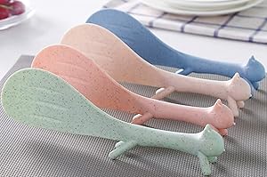 4pcs Creative Household Kitchen Tools, Lovely Squirrel Shape Standing Spoon Non-stick Rice Spoon Fashion Rice Paddle Spoons Scooper Shovel