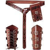 GHQBDMG 4PCS Renaissance Accessories, Viking Belt Medieval Belt Pouch & Leather Bracers Set for Renaissance Fair Halloween