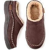Zigzagger Men's Slip On Moccasin Slippers, Indoor/Outdoor Warm Fuzzy Comfy House Shoes, Fluffy Wide Loafer Slippers