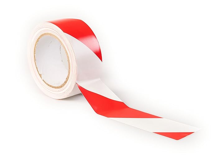 Premium Red/White Hazard Warning Tape 33m x 50mm (2") Adhesive