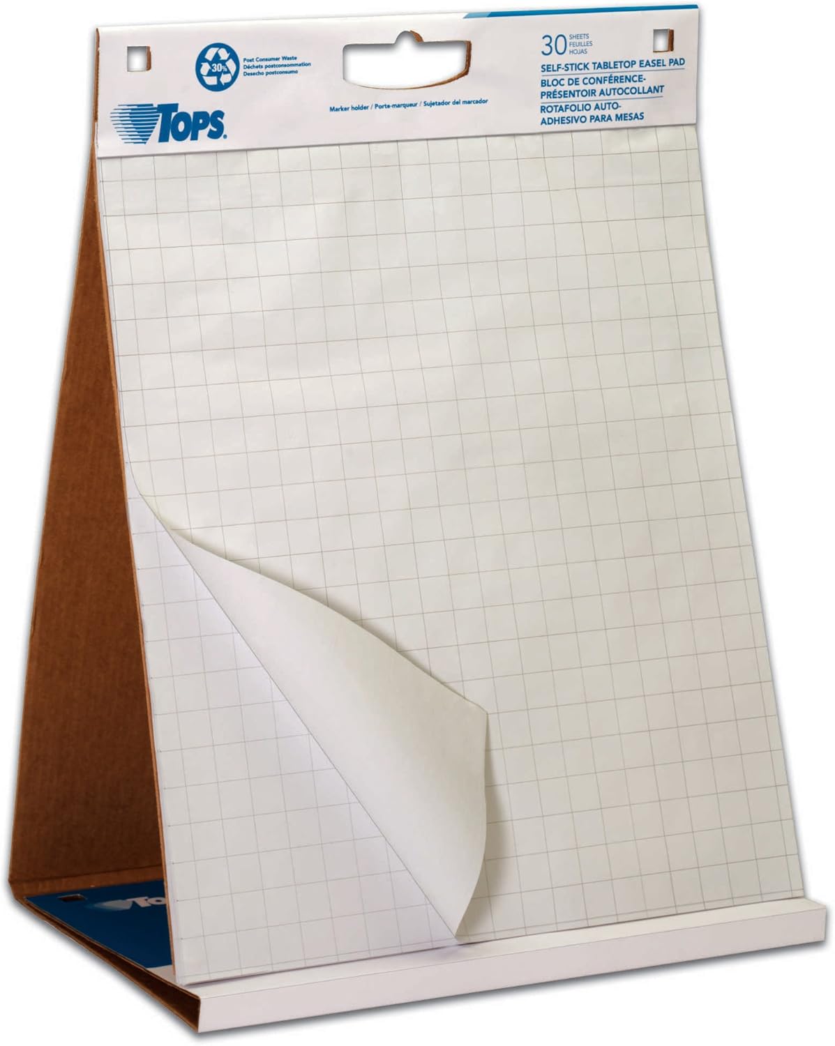 TOPS Easel Pad with Tabletop Easel, 30 Self Stick Sheets, White, 22 x 23 Inches (79250) : Office Products