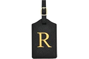 CHOIEO Luggage Tag PU Leather for Suitcase Baggage Handbag Travel Bag Label Suitcase Tag Label Tag w. Name Card & Privacy Cover (R)