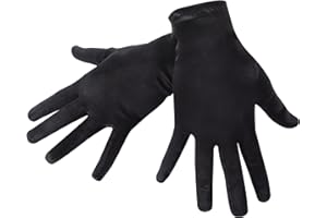 JUNRT Short Satin Gloves Women Wrist Length Gloves Soft and Comfortable Gloves for Wedding Party Halloween Cosplay Costume