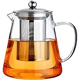 PARACITY Glass Teapot Stovetop 18.6 OZ, Borosilicate Clear Tea Kettle with Removable 18/8 Stainless Steel Infuser, Teapot Blo