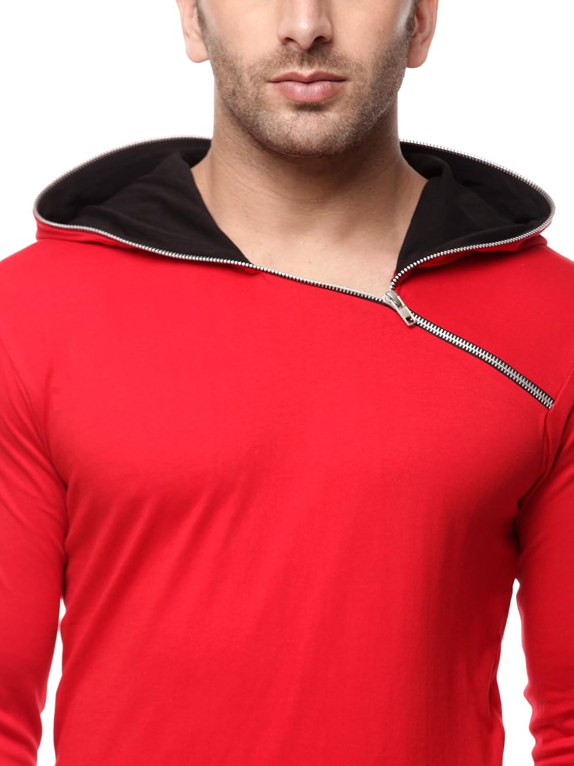 gritstones red/black full sleeve hooded t shirt gsfshdzip1291rdblk