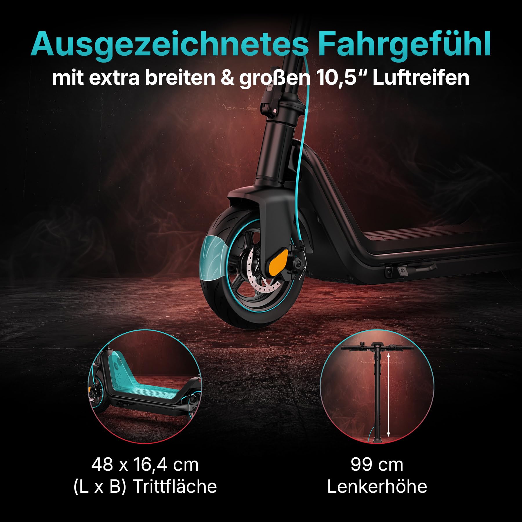 Odys Alpha X5 Pro E-Scooter mit Straßenzulassung und Blinker (20 km/h, 50 km Reichweite, 20% Steigung, 10,5'' Reifen, Display, App, klappbar) E-Roller mit Straßenzulassung Elektroscooter Elektroroller 3