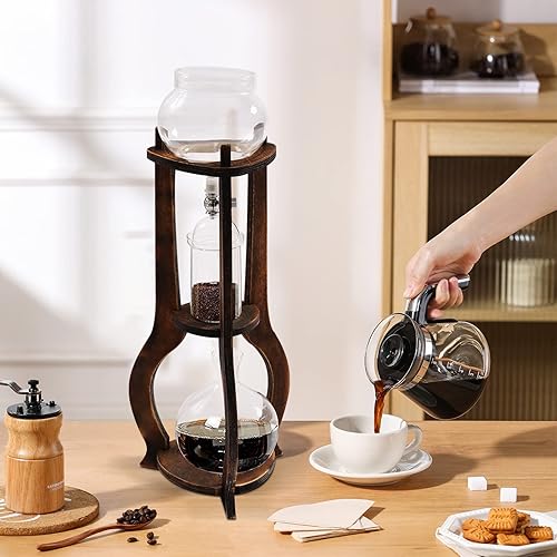 FLYHERO Iced Coffee Cold Brew Drip Tower Coffee Maker Ice Coffee Machine  Cold Brew Dripper Iced Coffee Brewer Maker cup (Brown) in Kuwait Whizz 