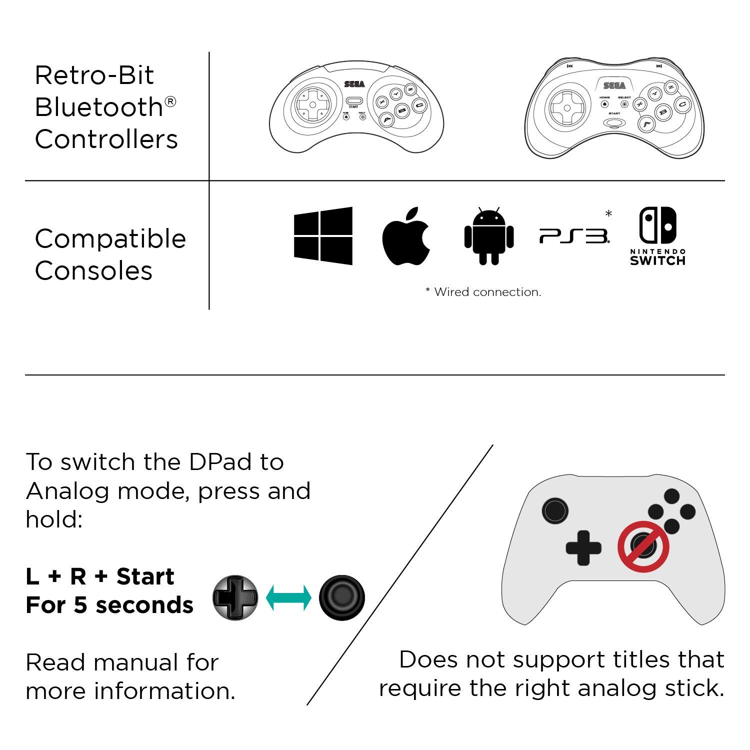 Retro-Bit Official Sega Saturn Bluetooth Controller 8-Button Arcade Pad for Nintendo Switch, PC, Mac,  Fire TV, Steam - Slate Grey: Video Games