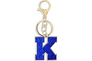 RETUI Purple Green Dark Blue Letter A-Z Keychain for Women Men Purse Handbags Metal Alphabet Initial Letter Car Key Ring