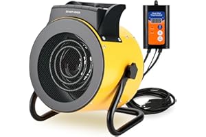 Noarixa Greenhouse Heater with Digital Thermostat, 1500W/750W Electric Grow Tent Heater, IPX4 Waterproof, Overheat Protection, Fast Heating for Patio, Flower Room, Green House, Ourdoor, Yellow