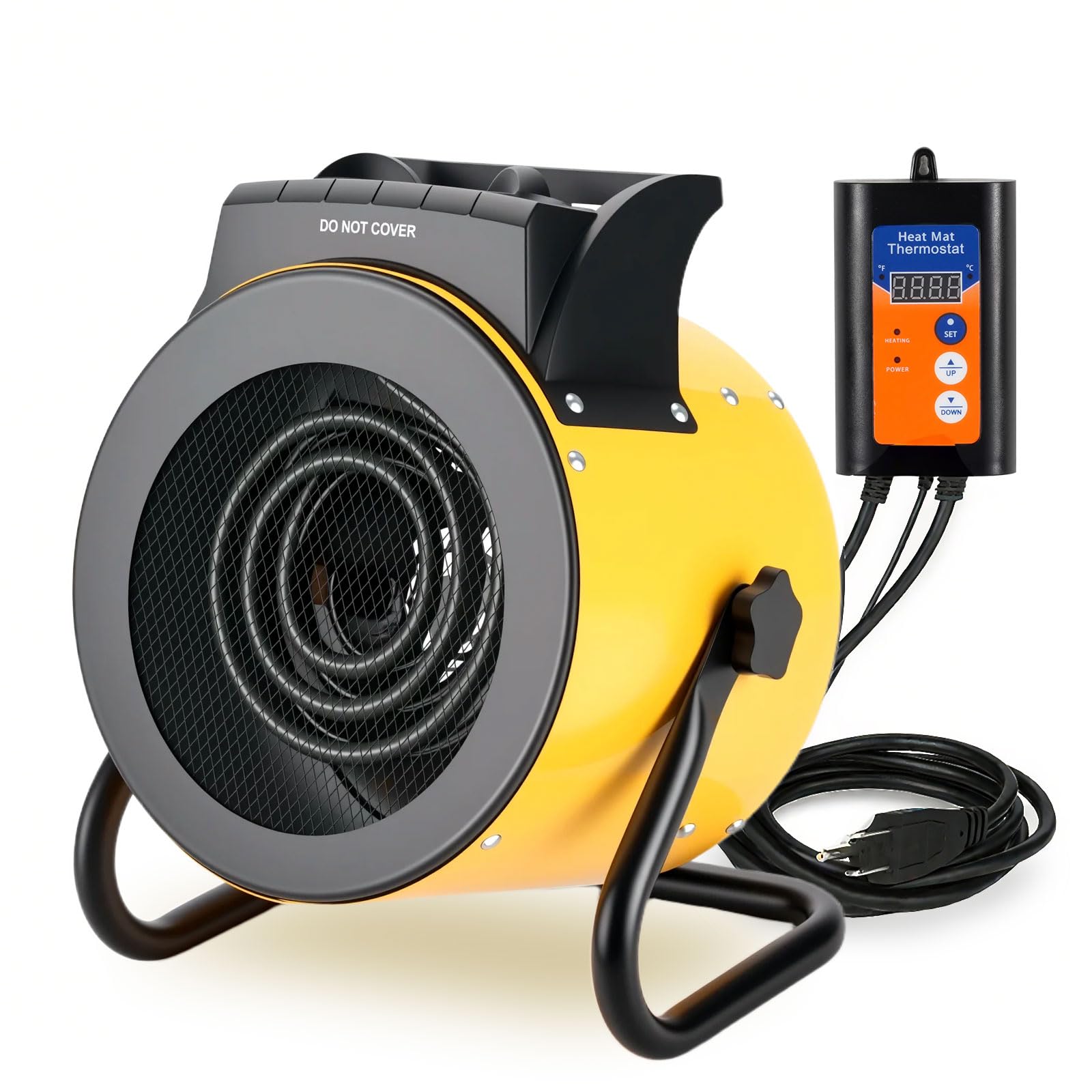 Photo 1 of Noarixa Greenhouse Heater with Digital Thermostat, 1500W/750W Electric Grow Tent Heater, IPX4 Waterproof, Overheat Protection, Fast Heating for Patio, Flower Room, Green House, Ourdoor, Yellow