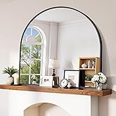 CIRCUMI Arched Wall Mirror, 42"x42" Black Arched Mirror with Tempered Glass, Metal Frame, Large Size for Entryway Table, Mant
