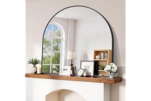 CIRCUMI Arched Wall Mirror, 42"x42" Black Arched Mirror with Tempered Glass, Metal Frame, Large Size for Entryway Table, Mantel,Living Room,Over Sink,Arch Mirror for Decor,Shatterproof&Crystal-Clear