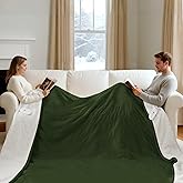 FVERWAG King Heated Blanket Dual Control - 100 X 90 Inch Washable Electric Blanket with 5 Heating Levels, 10 Hours Auto Off, ETL Certified, Soft Flannel Sherpa Heating Blankets for Bed, Green