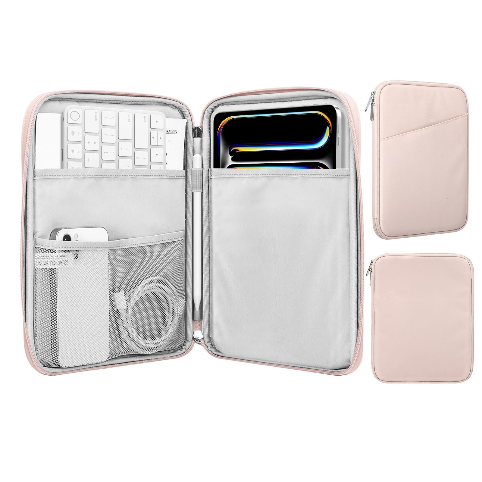 MoKo 9-11 Inch Tablet Sleeve Case, Fits 11inch iPad Air M3, iPad A16 2025, Pro 11 M4, iPad 10/9/8/7th, Galaxy Tab S9/S8/A8/A7, Protective Bag Carrying Case with Pocket, Pink