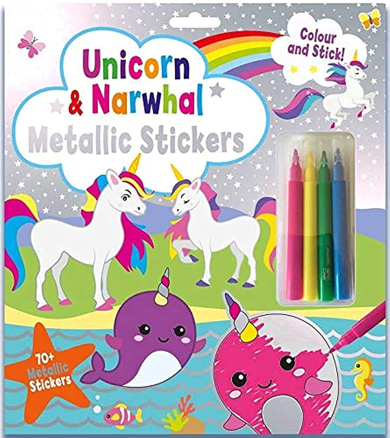 Unicorn & Narwhal Metallic Stickers