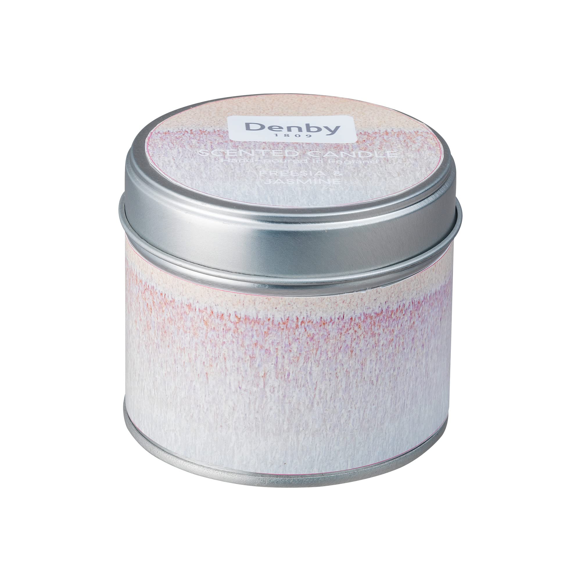 Denby - Quartz Rose Candle & Tin with Lid - Hand-Poured Natural Wax Candle - 25 Hour Burn Time - Freesia and Jasmine Fragrance for Home - Perfect for Gifting