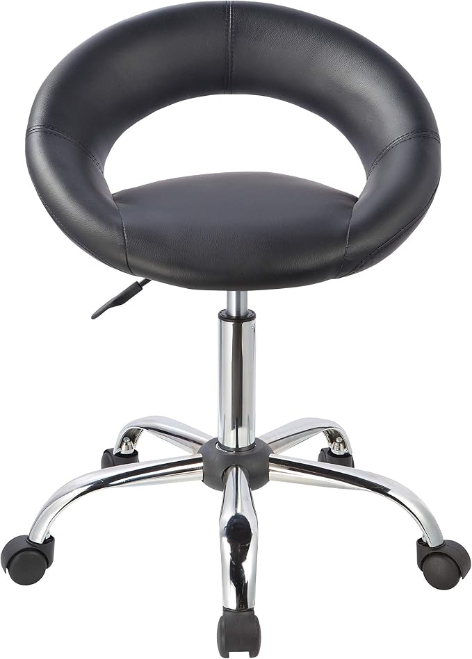 Höhenverstellbarer Sattelsitz Rollenhocker - Hydraulischer Drehhocker Schwarz Für Salon, Büro & Zuhause
