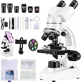 VOBU Binocular Microscope for Adults,with WF10x/25x Eyepieces,40X-2000X Magnification,Up/Down LED,with a Experiment Kit &amp; Phone Adapter.Suitable for Labs,Schools,and Home Education