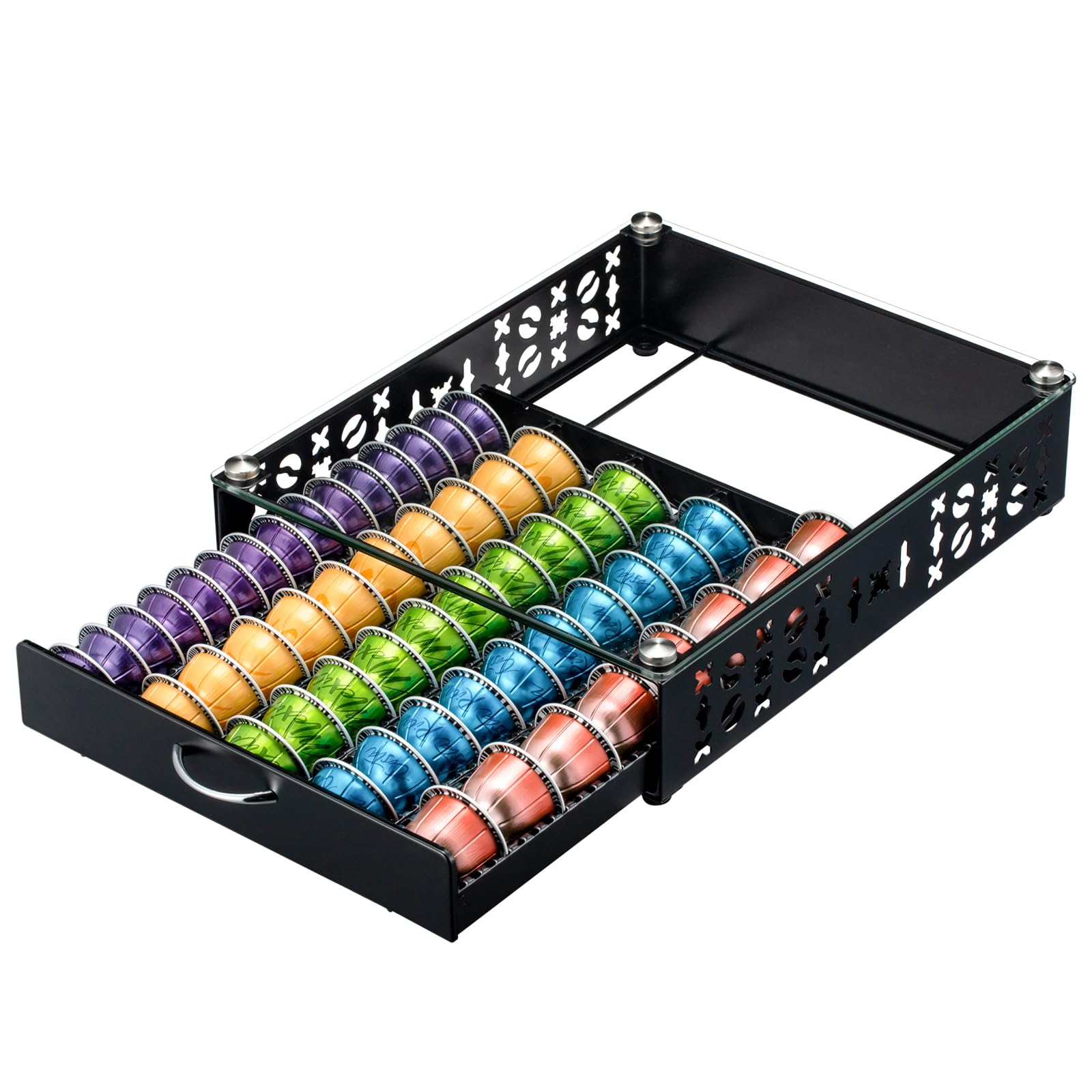 Photo 1 of ZCDCP for Coffee Pod Holder, Vertuo Pod Holder Drawer Glass Top Coffee Pod Organizer Storage (50 Pods Capacity)